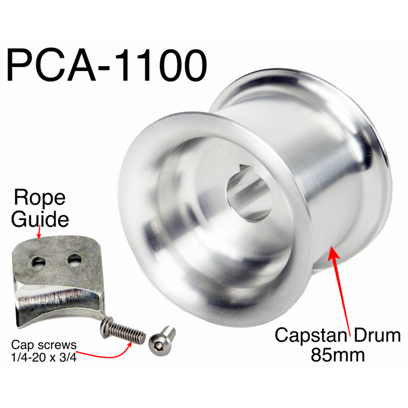 PORTABLE WINCH CO. Capstan Drum 85mm with Rope Guide And SS Screws