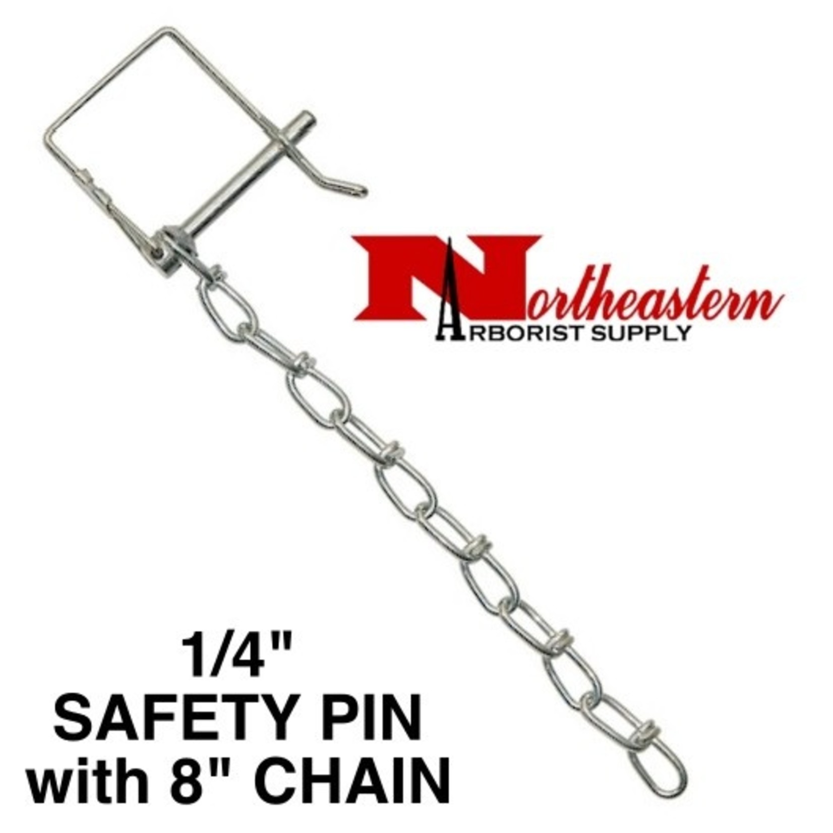 Buyers Pin & Chain For Hitch 1/4" Diameter (Safety Pin Clip With 8" Chain Installed)