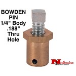 Bowden Pin 1/4" Brass with .188 Thru Hole