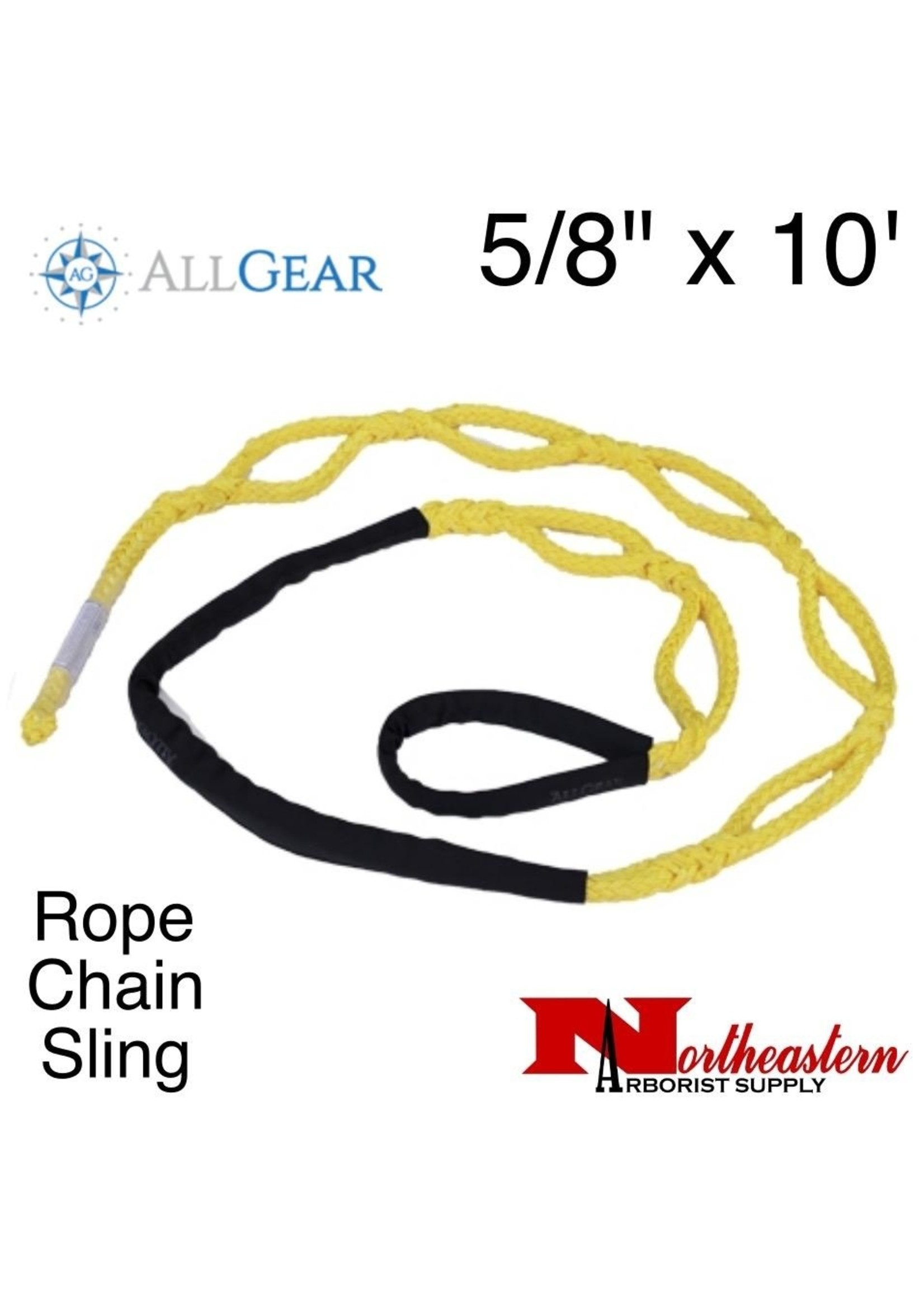 All Gear Inc. Rope Chain Sling 5/8" x 10' 12-Strand 10 Rig Pockets. 16,000 Lbs. Avg. Tensile