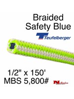 Teufelberger Braided Ultra Vee Safety Blue, 1/2" x 150' 5,800# MBS