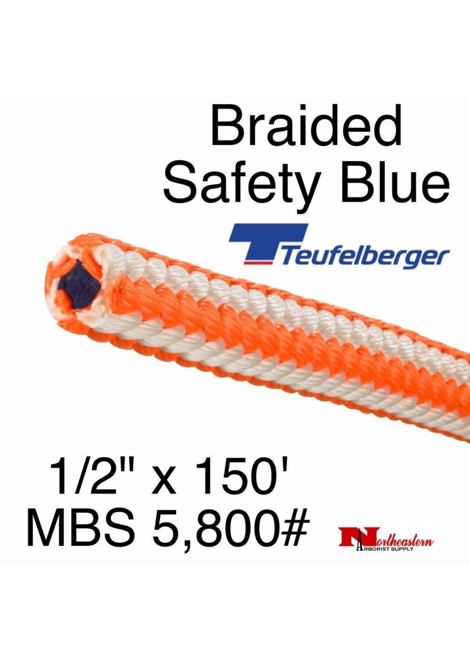 Teufelberger Braided Safety Blue Hi-Vee 1/2" x 150' - MBS 5,800# (New)