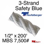 Teufelberger Safety Blue 3-Strand 1/2in X 200ft By New England Ropes #6,500