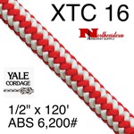 Yale Cordage XTC 16-Strand, Red Stripe 1/2" x 120' 6,200#ABS
