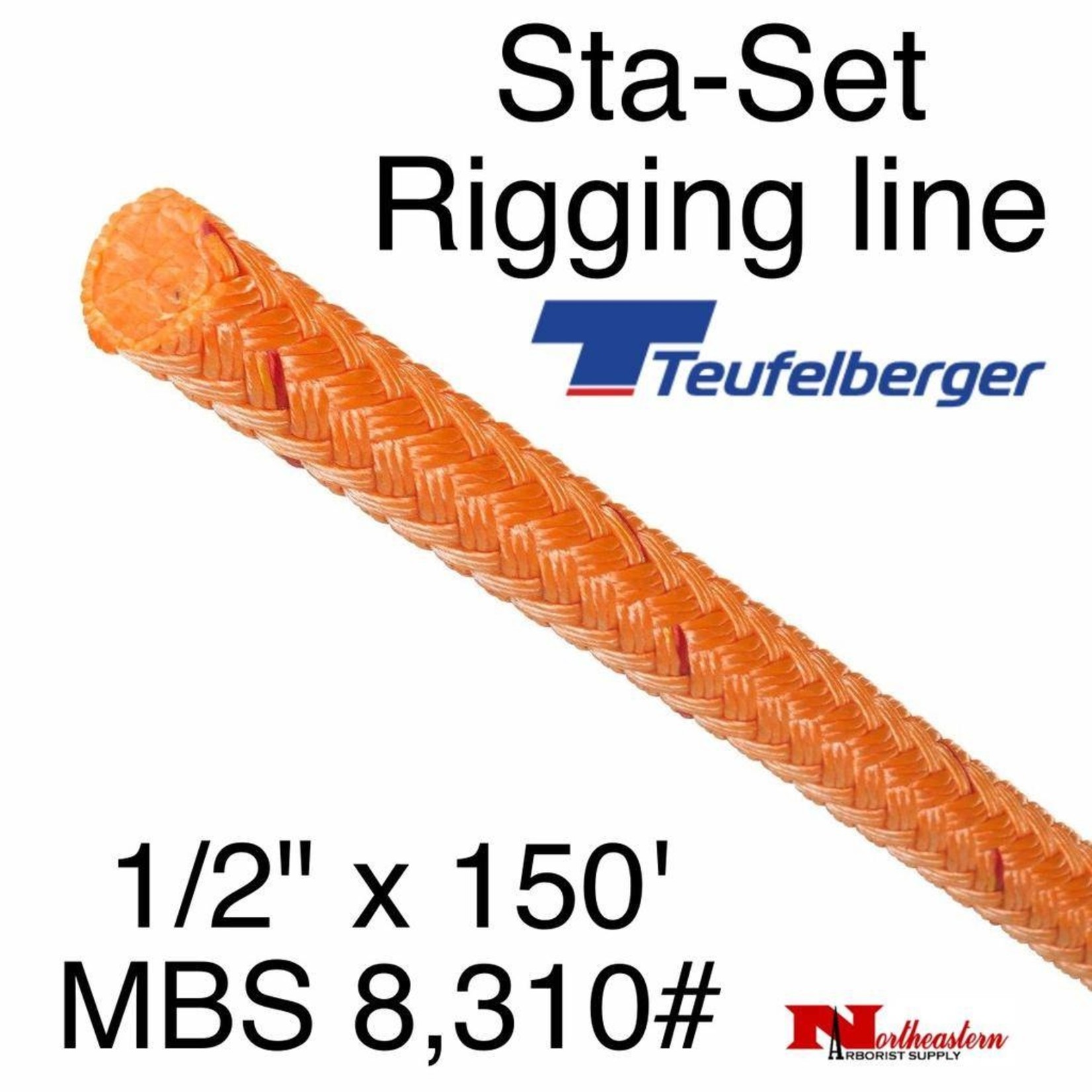 Teufelberger Sta-Set 1/2" x 150' Coated Red 8,310#MBS