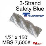 Teufelberger Safety Blue 3-Strand 1/2in X 150ft By New England Ropes #6,500