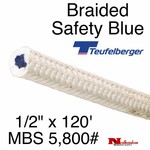 Teufelberger Braided Safety Blue 1/2inx120ft Tensile 7,000#When New