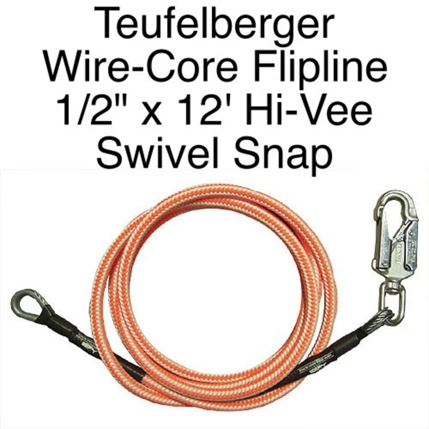 Teufelberger Flipline Hi-Vee 1/2in X 12ft With Swivel Snap