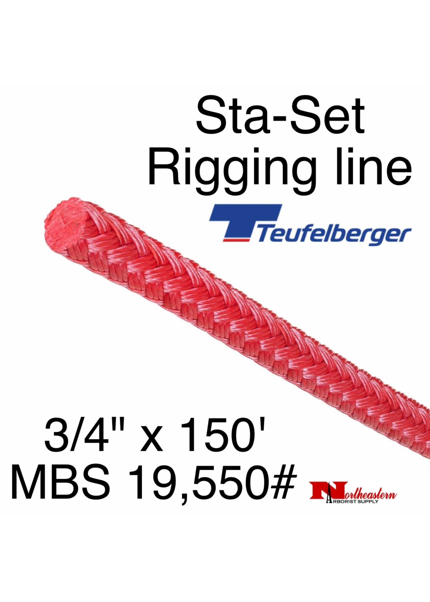 Teufelberger Sta-Set 3/4" x 150' Coated Red 19,550#MBS