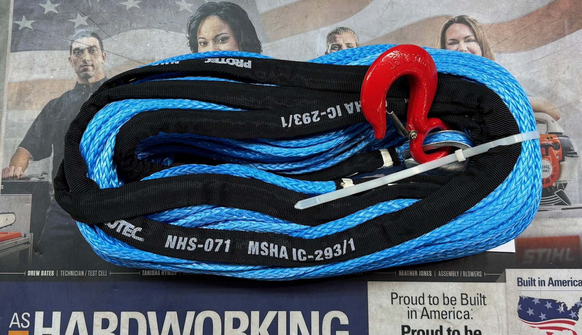 Endura 12 Blue Winch Rope w/Hook & Sleeve - Northeastern Arborist Supply
