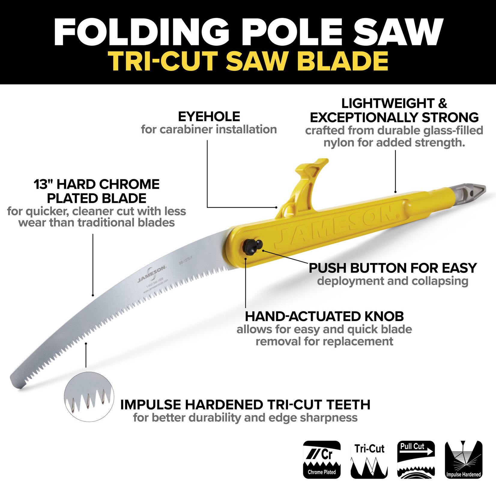 Jameson Jameson Folding Pole Saw with Tri-Cut Blade