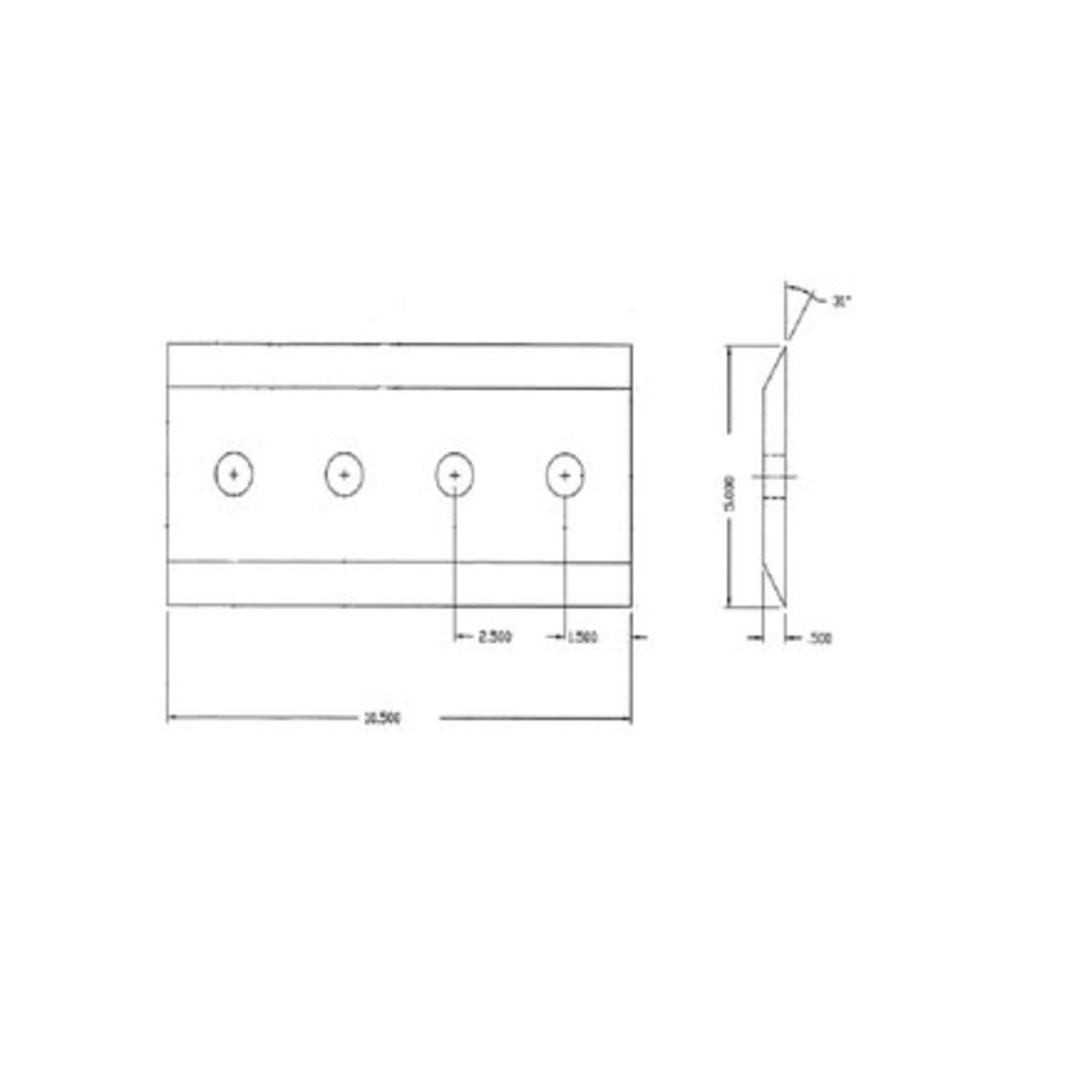 Blade, 10+1/2in X 5in X 1/2in, 4 Hole Morbark Zenith 900-9910-16