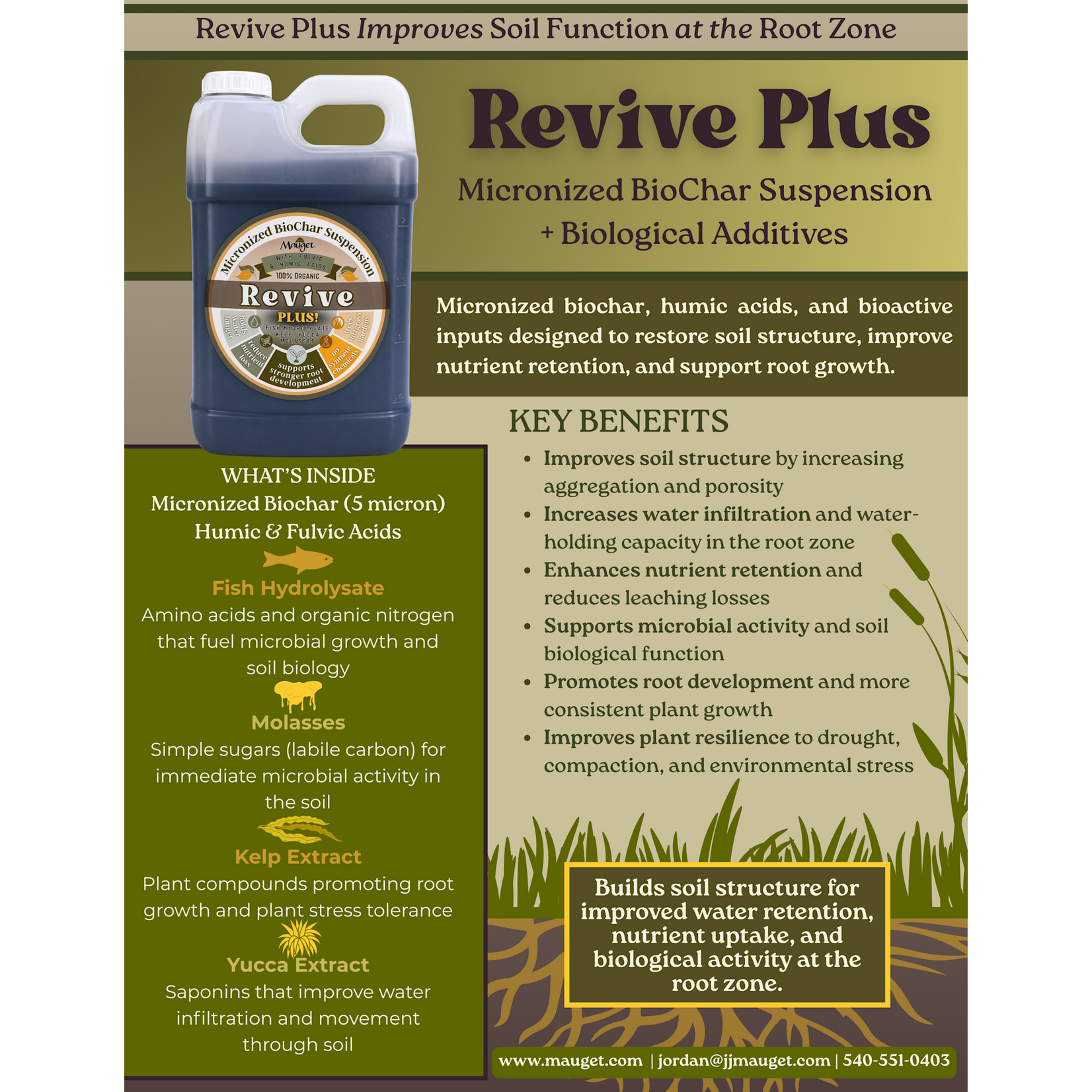 Mauget Revive Plus - BioChar + OMRI Listed® Biological Enhancers for Trees and Shrubs by Mauget 2.5 Gal Jug