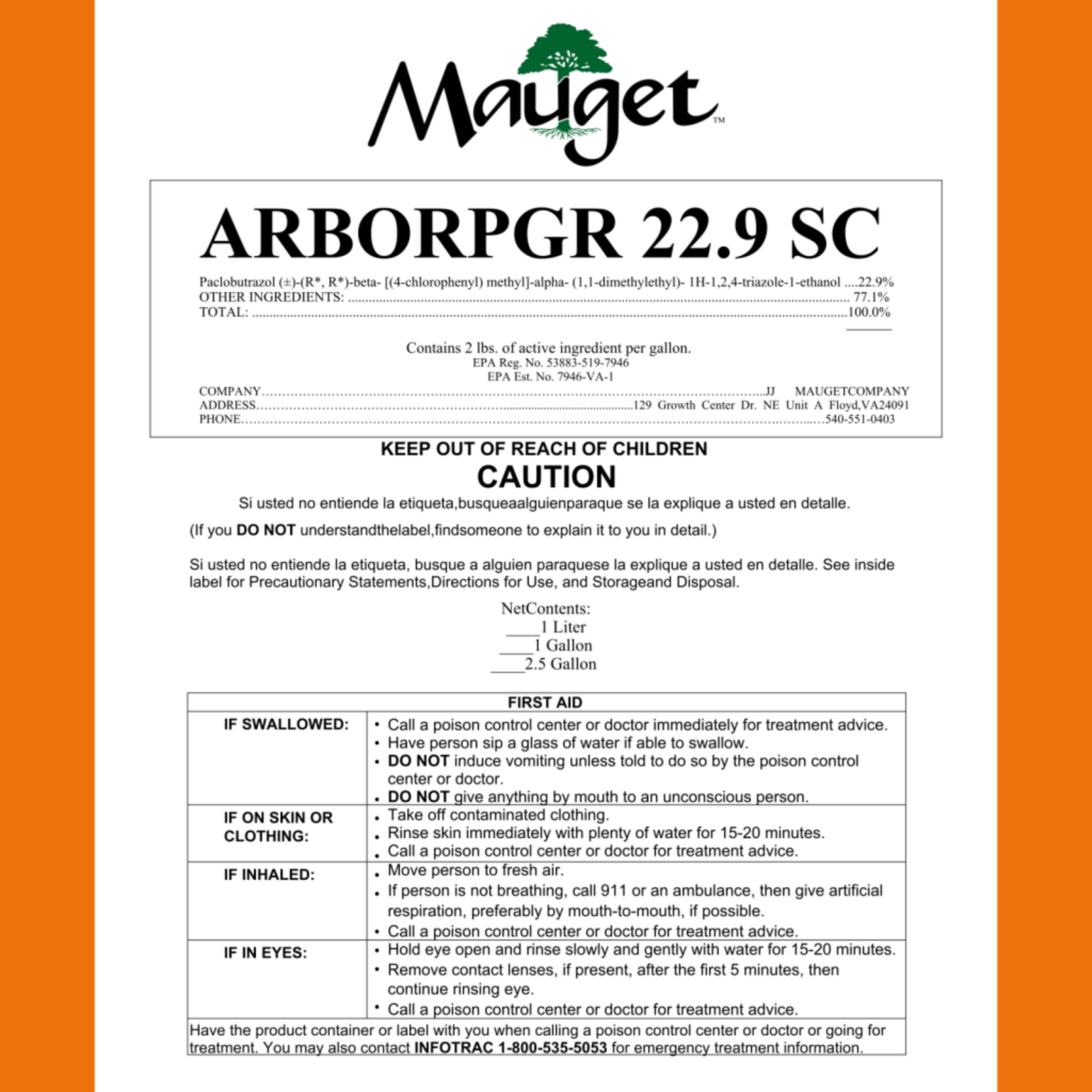 Mauget Mauget ArborPGR 22.9 SC Paclobutrazol Growth Regulator 1 Liter