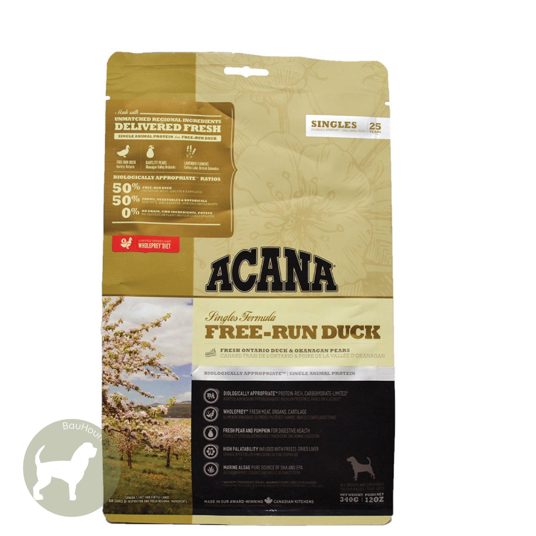 Acana Acana SINGLES Grain-Free  Duck & Pear Recipe Kibble, 10.8kg