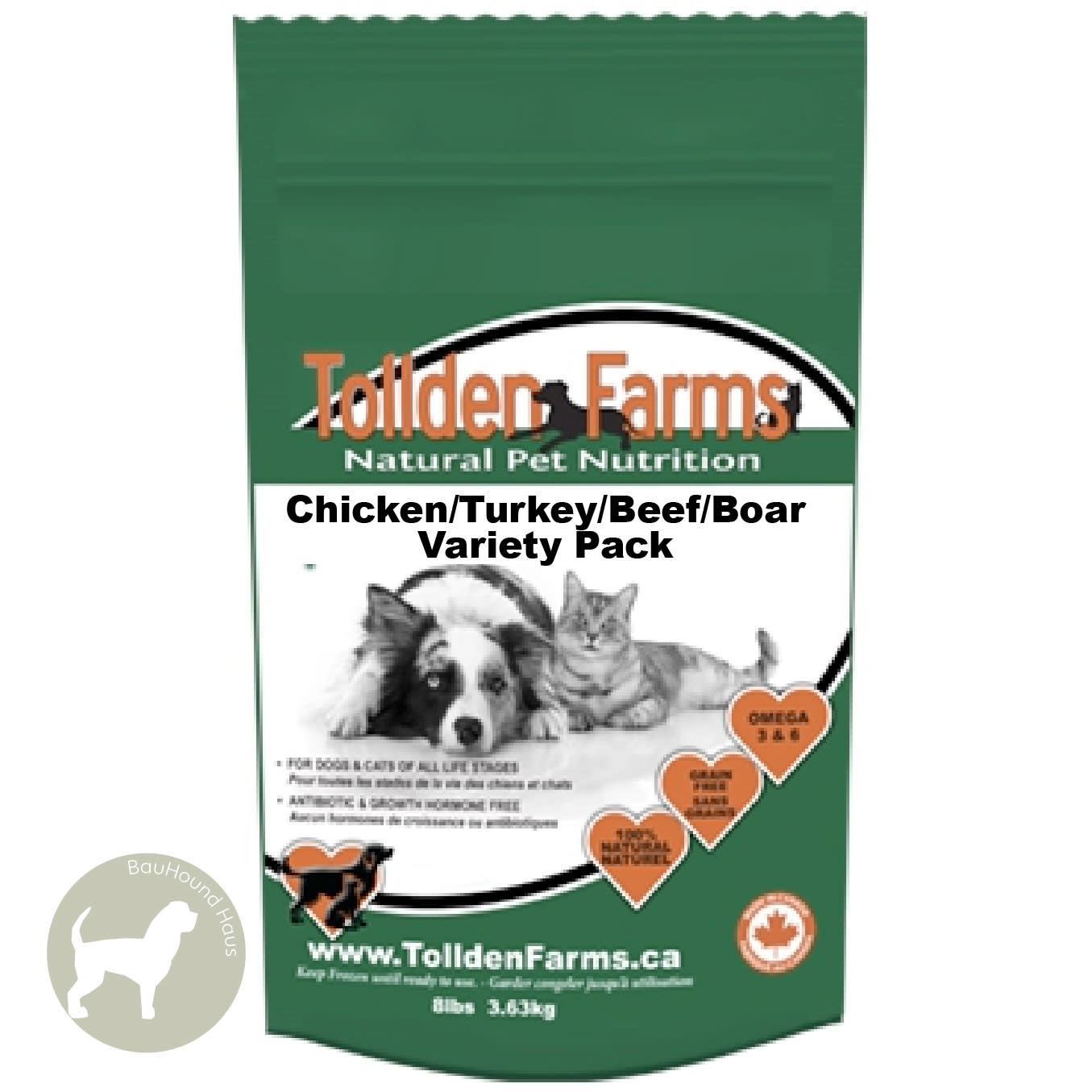 Tollden Farms Tollden Farms Chicken/Turkey/Beef/Boar Variety Pack Patties, 8lb
