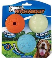 ChuckIt! Chuck-It Fetch Medley 3-Pack Recycle, Glow and Whistle, Medium