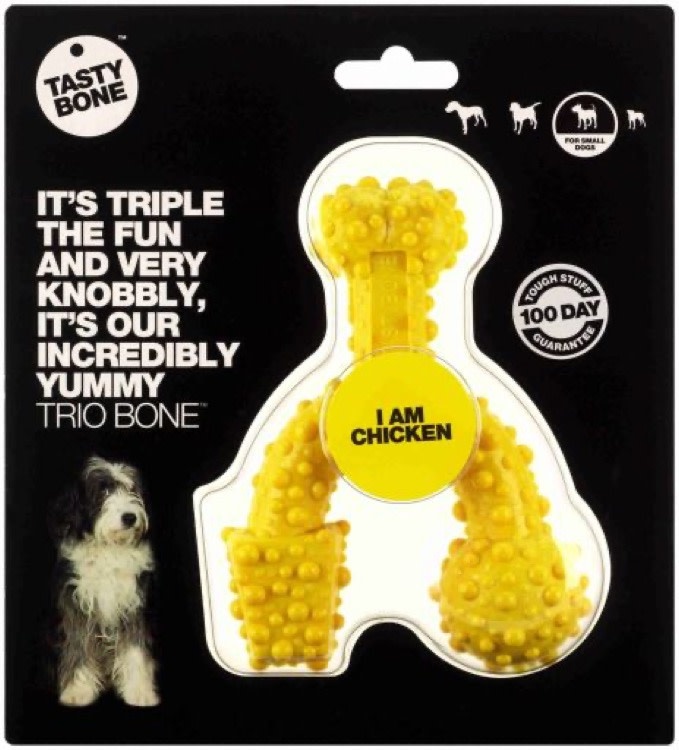 Tasty Bone Tasty Bone I AM Chicken Dental Trio Dog Toy, X-Small