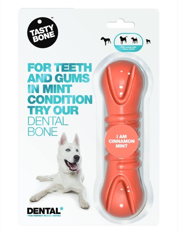 Tasty Bone Tasty Bone I AM Cinnamon Mint Dental Bone Dog Toy, Small