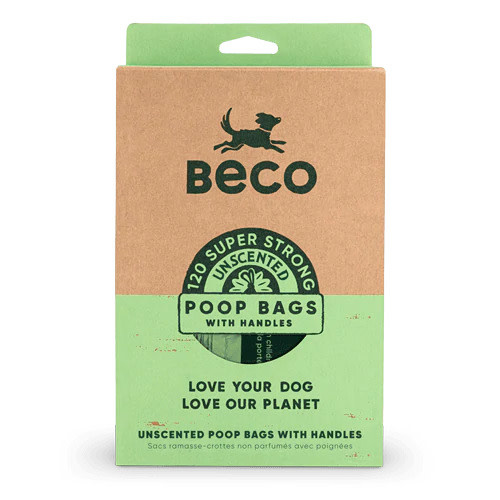 Beco Pets Beco Bags Unscented Degradable Poop Bags, 120 Bags With Handles