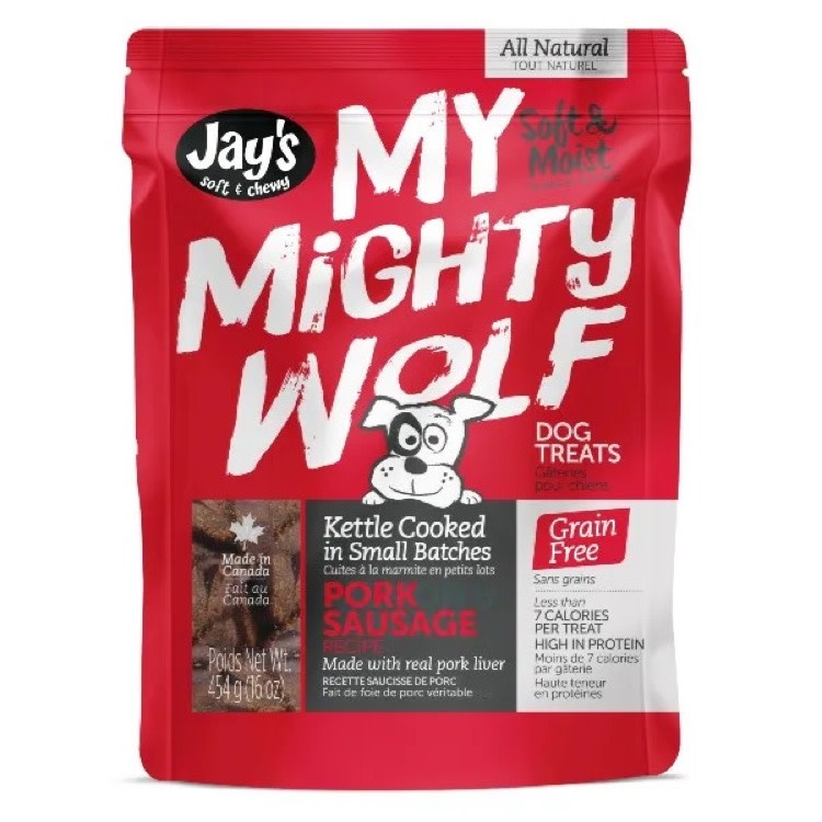 My Mighty Wolf Jay's My Mighty Wolf Moist Pork Sausage Treat, 150g