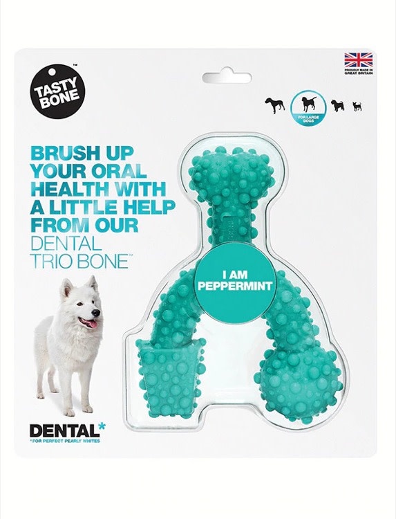 Tasty Bone Tasty Bone I Am Peppermint Dental Trio Dog Toy, Small