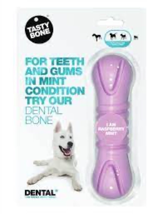 Tasty Bone Tasty Bone I AM Raspberry Mint Dental Bone Dog Toy, Small