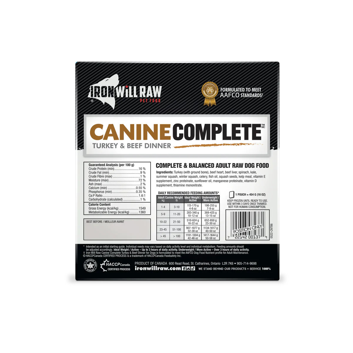 Iron Will Raw Iron Will Raw Canine Complete Turkey & Beef Dinner, 6lb