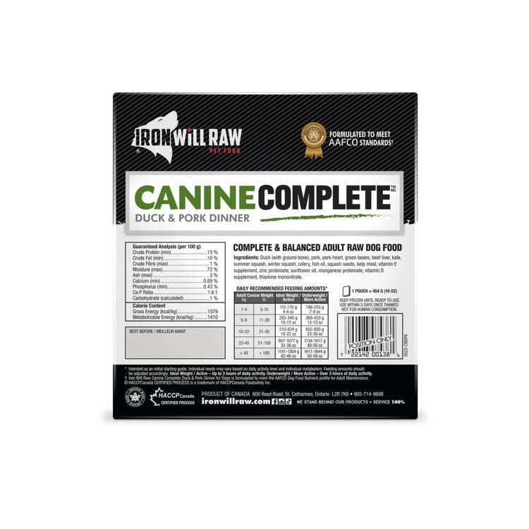Iron Will Raw Iron Will Raw Canine Complete Duck & Pork Dinner, 6lb