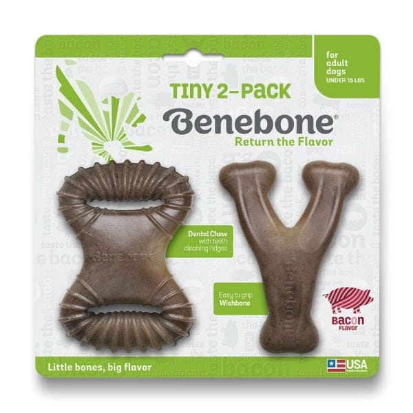 Benebone Benebone Dental Chew Rocker & Wishbone Bacon Tiny