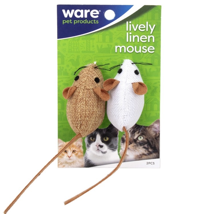 Ware Mfg Ware Lively Linen Mouse Cat Toy