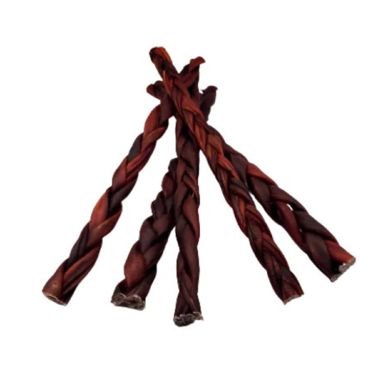 Munchie Bones Munchie Bones Natural Red Braided Beef Collagen Chew, 12"