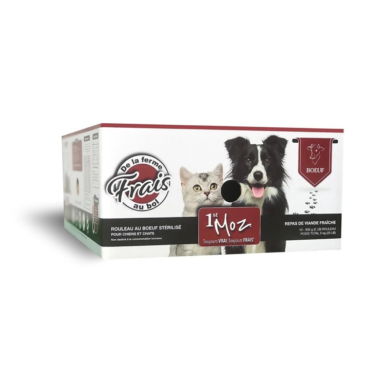 1st Moz Pet 1st MOZ Pet Cold Sterilized Raw Beef Dog Food Roll, 1lb  CASE