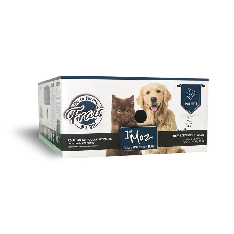 1st Moz Pet 1st Moz Pet Cold Sterilized Raw Chicken Dog Food Roll, 1lb CASE