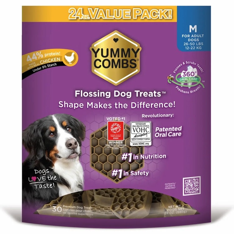 Yummy Combs Yummy Combs  Flossing Dog Treats Chicken, Medium 24oz