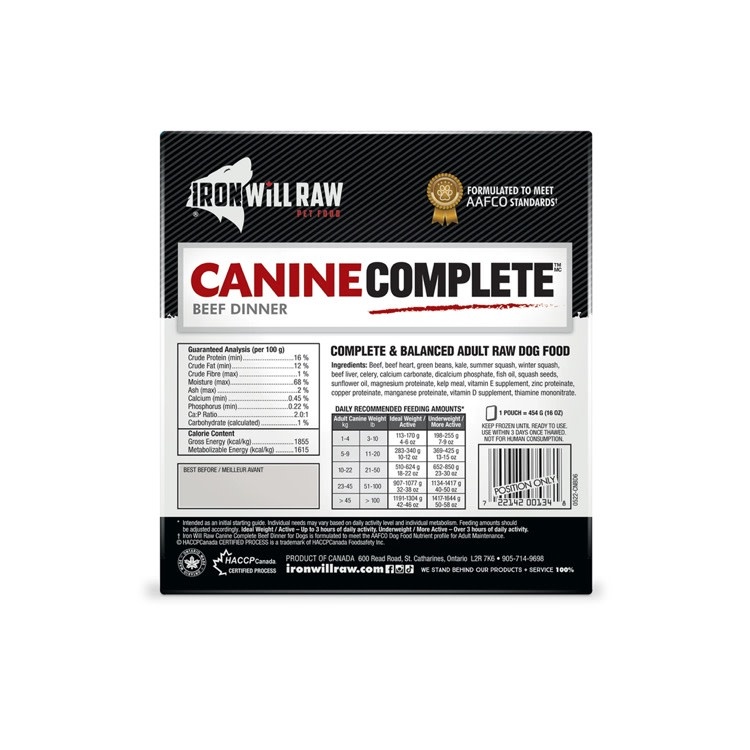 Iron Will Raw Iron Will Raw Canine Complete Beef Dinner, 6lb