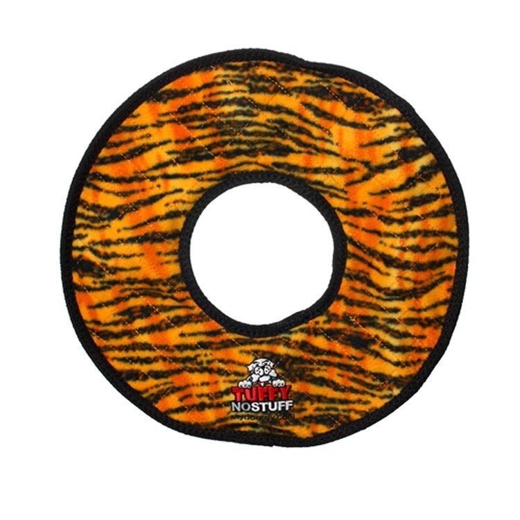 VIP Pet Products Tuffy Dog Toy MEGA Stuffingless Ring Tiger Print