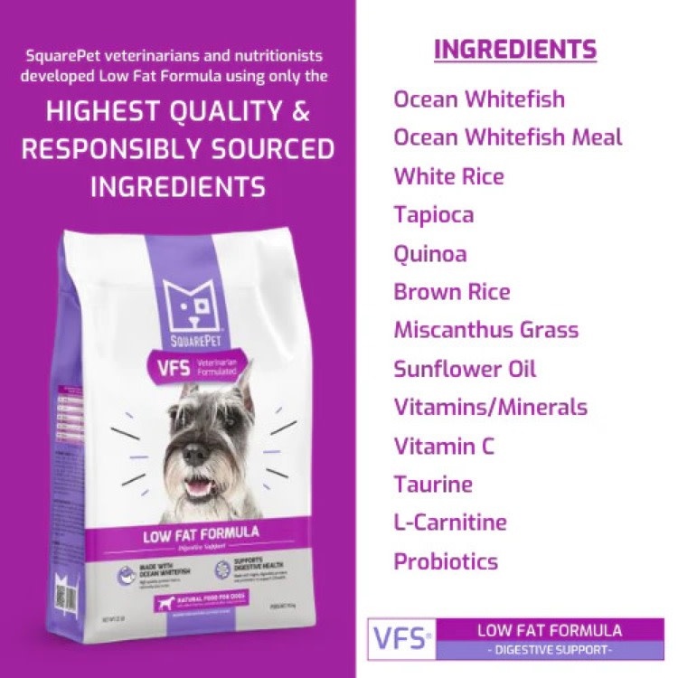 Square Pet Square Pet VFS Canine Low Fat Formula 22lb