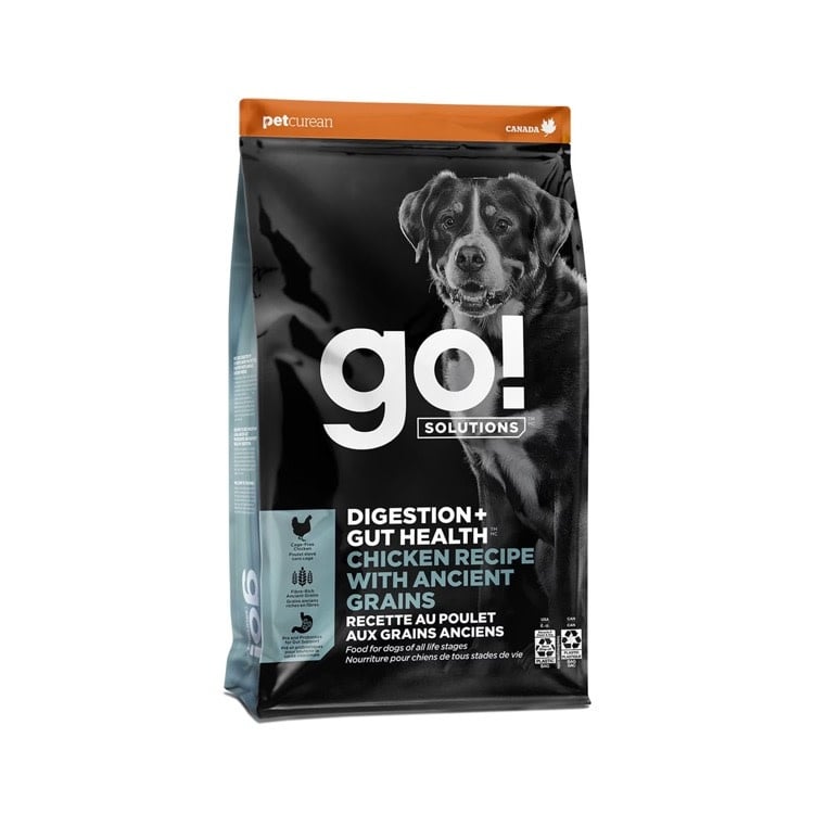 Petcurean Go! DOG Digestion & Gut Health Chicken with Ancient Grains, 22lb