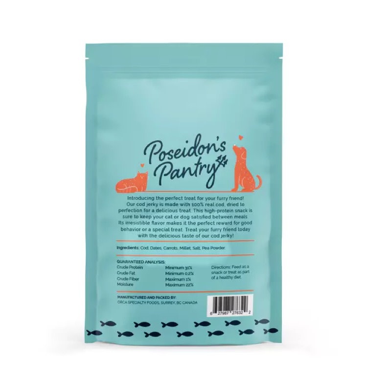 Poseidon's Pantry Poseidon's Pantry Cod Jerky Dog & Cat Treats 85g