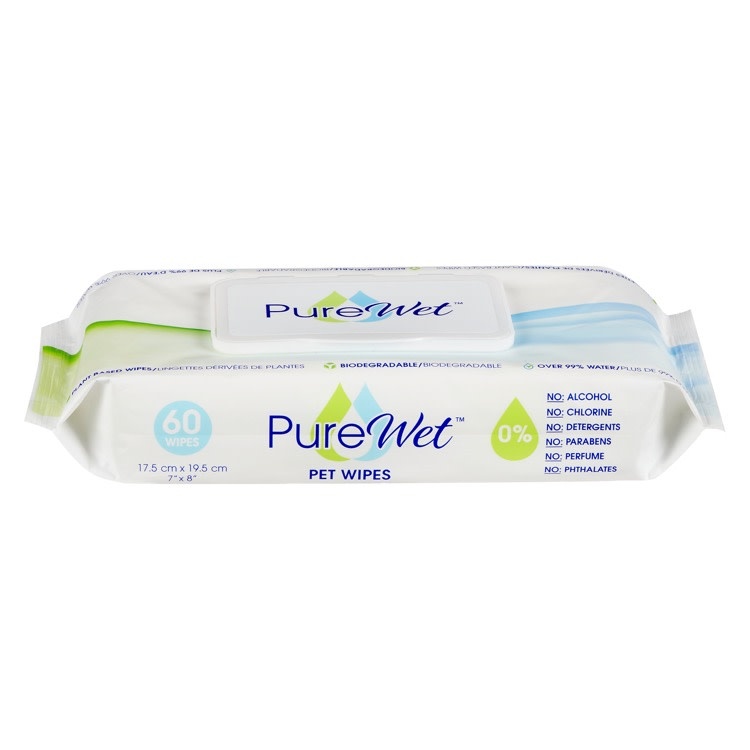 EZMed Inc Pure Wet Sanitization Pet Wipes 60-pack