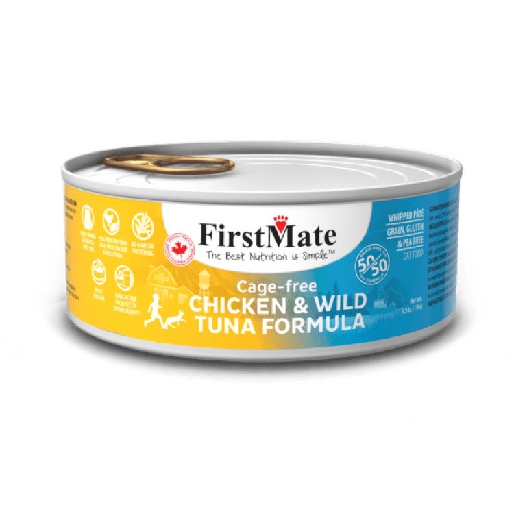 FirstMate FirstMate 50/50 Grain-Free Cat Can Cage-Free Chicken & Wild Tuna  5.5oz