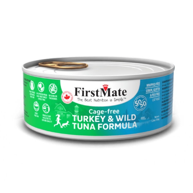 FirstMate FirstMate 50/50 Grain-Free Cat Can Turkey & Wild Tuna  5.5oz