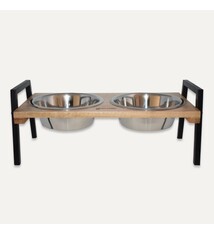 Goo-eez Goo-Eez Mango Wood Double Bowl Raised Feeder