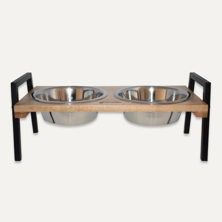 Goo-eez Goo-Eez Mango Wood Double Bowl Raised Feeder