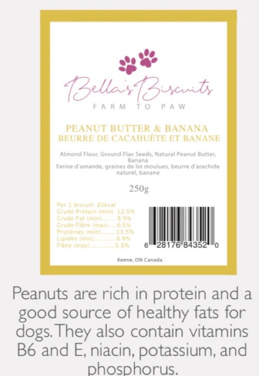 Bella's Biscuit Bella's Biscuits Peanut Butter & Banana 250gm