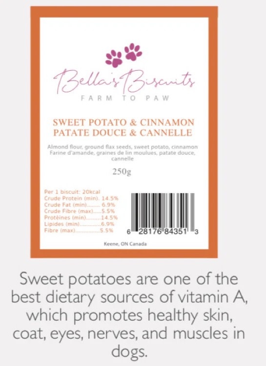 Bella's Biscuit Bella's Biscuits Sweet Potato & Cinnamon 250gm