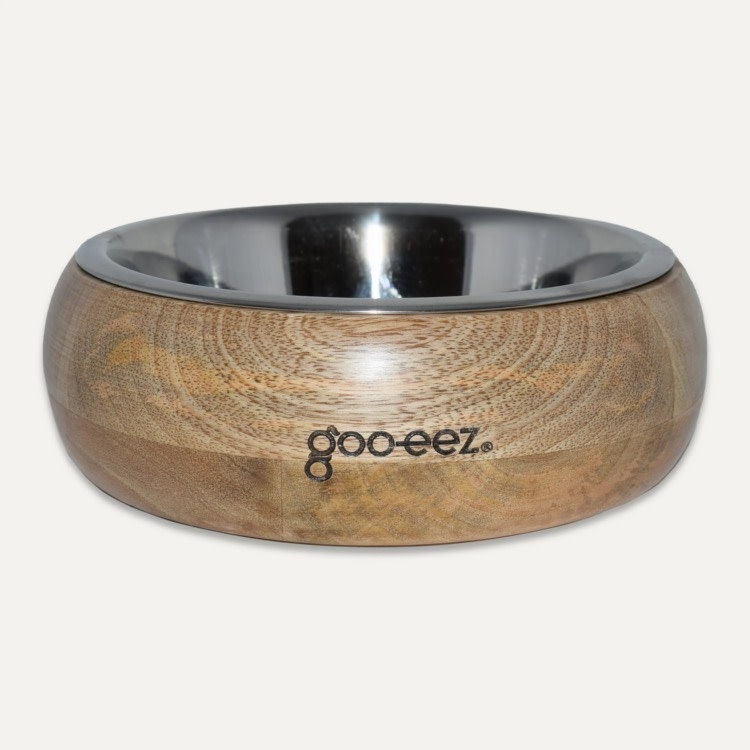 Goo-eez Goo-Eez Rounded Mango Wood Stainless Steel Bowl