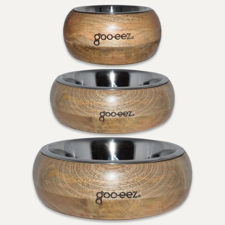 Goo-eez Goo-Eez Rounded Mango Wood Stainless Steel Bowl