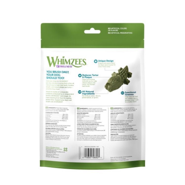 Whimzees Whimzees Aligator  Dental Treat, Medium 12-Pack